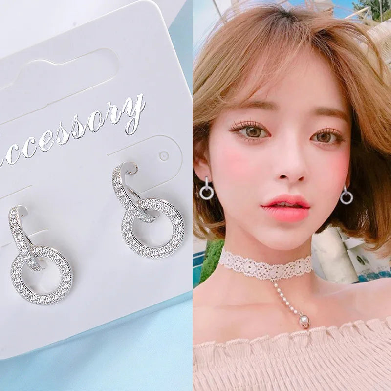 Moissanite Diamond Earrings 925 Sterling Silver D Color VVS1 Moissanite Classic Circl lifestyle view