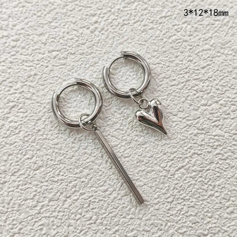Fashion Heart Pendant Ear Buckle Fashionable Irregular Crystal Tassel Earrings Sweet alternate view
