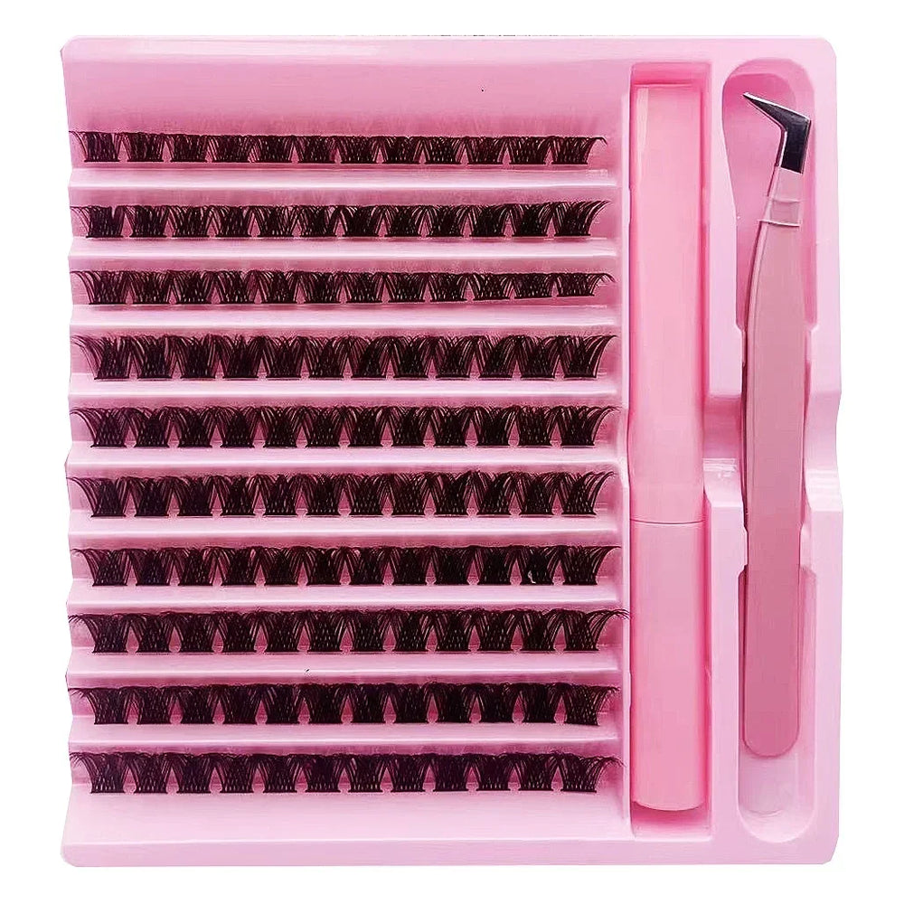 DIY Cluster Lashes 120pcs | Natural PBT Material 2-in-1 Set additional angle