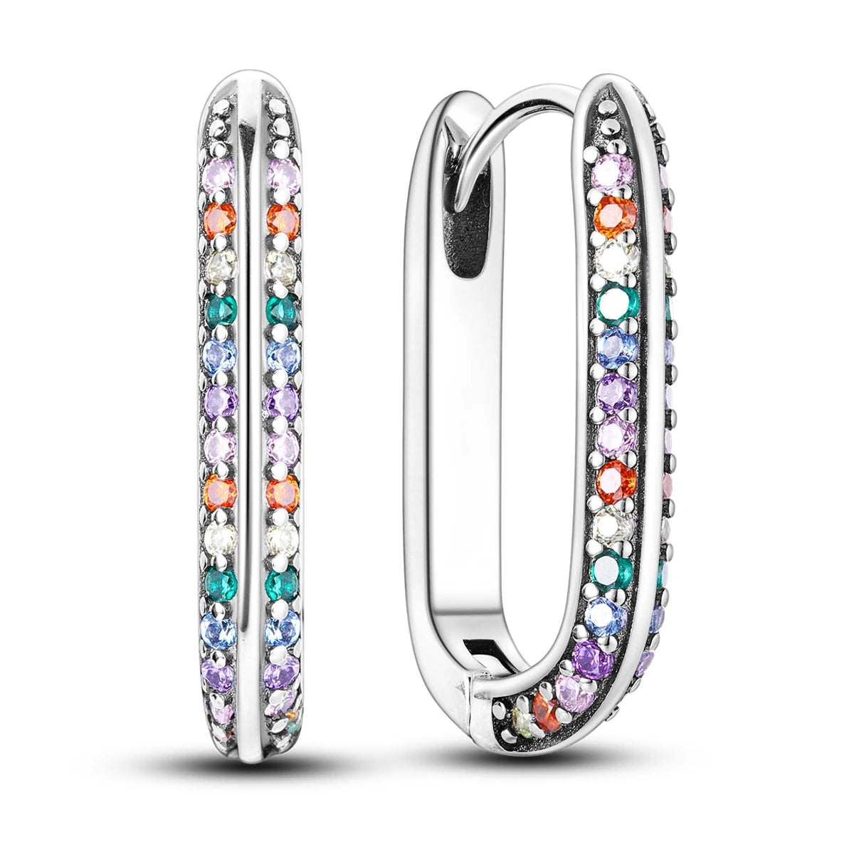 925 Sterling Silver Hoop Earrings with Zircon | Classic U-Shaped Women Jewelry