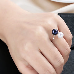 2026 New Arrival Black Natural Freshwater Pearl Ring Adjustable Fashion Novel Ring 92 alternate view