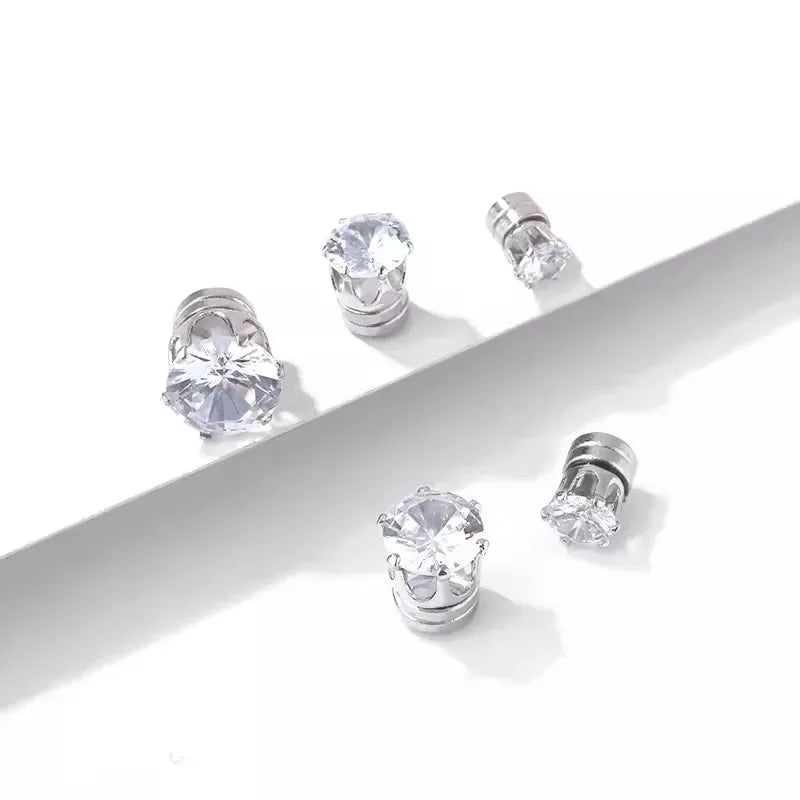 1/2pcs Simple Magnetic Earrings Ear Clips for Men Women, Stud Earring Zircon Ear Bone alternate view