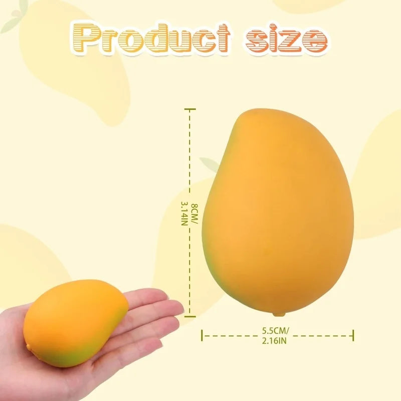 Dragon Fruit/Peach/Orange/Durian/Mango/Banana /Strawberry Squishy, Soft Squeeze Stress close-up view