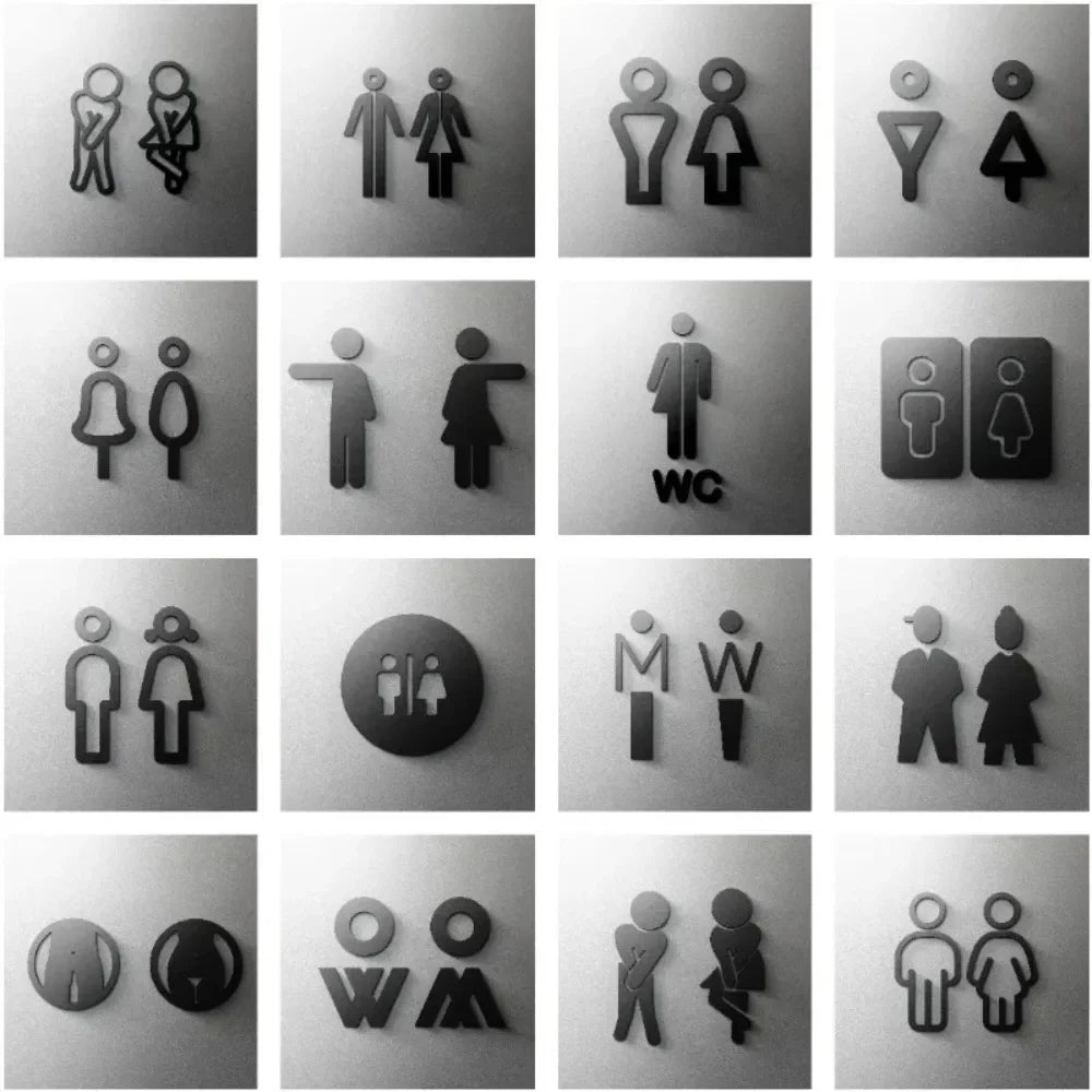CIFBUY Acrylic 3D WC Toilet Door Sign Modern Self-Adhesive Salon Restaurant Hotel Minima detail view