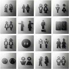 CIFBUY Acrylic 3D WC Toilet Door Sign Modern Self-Adhesive Salon Restaurant Hotel Minima detail view