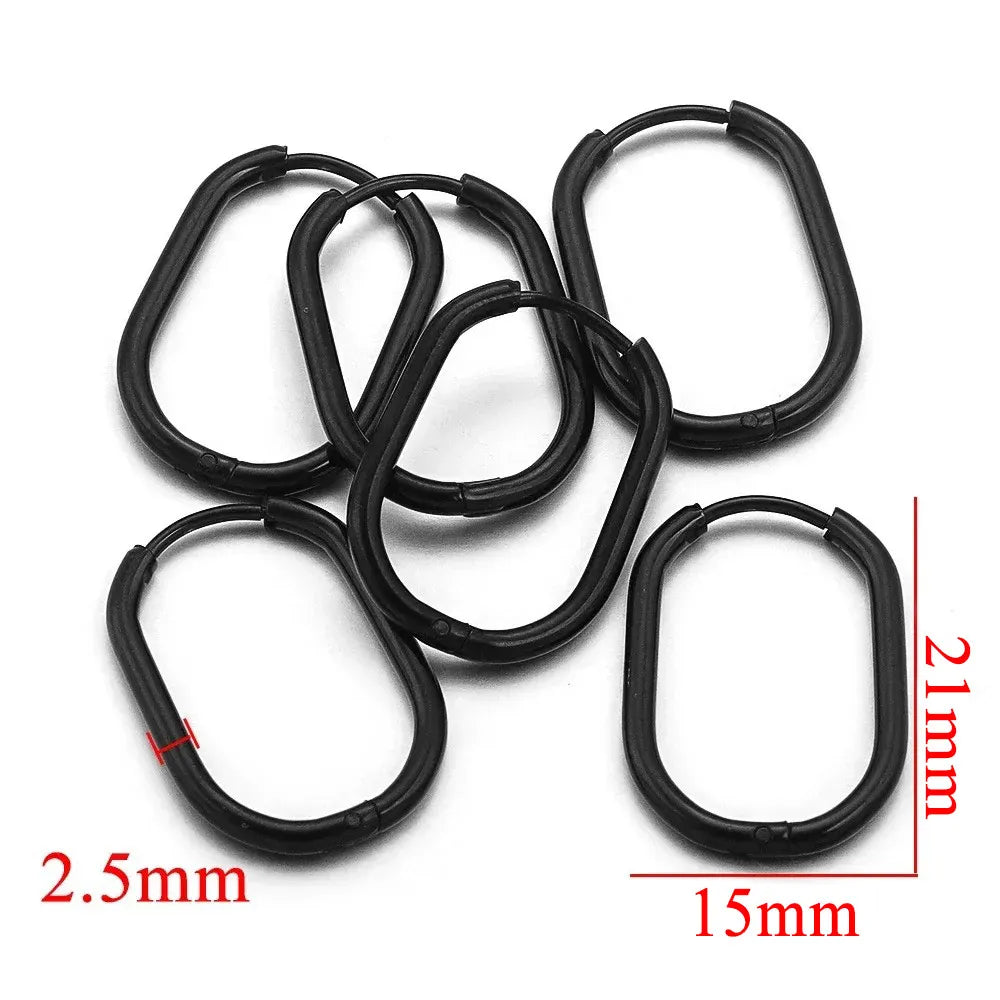 Gold Plated Rectangular Hoop Earrings | 6pcs Stainless Steel Jewelry Findings for DIY detail view