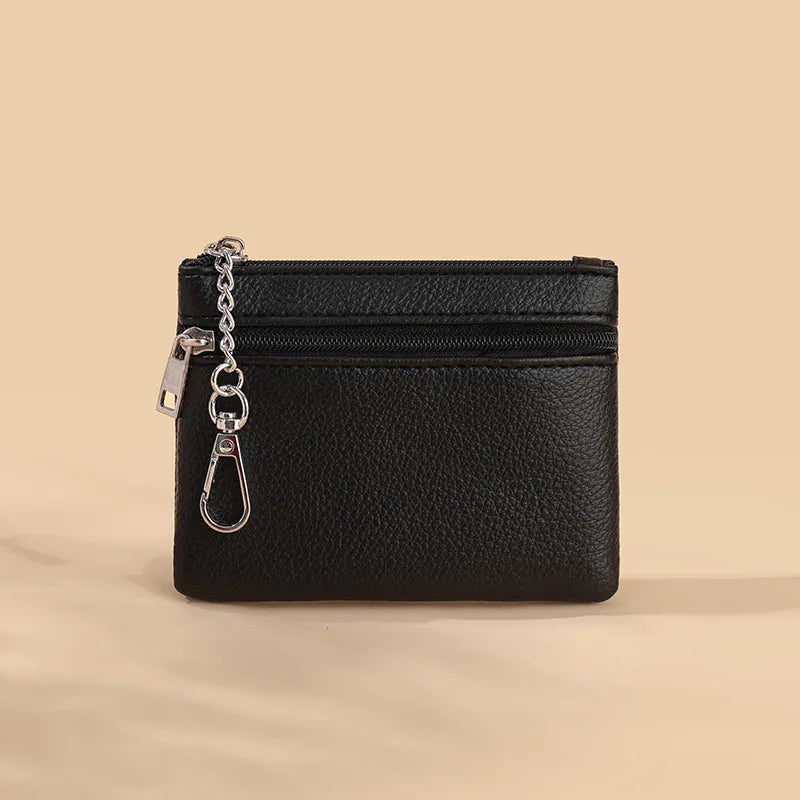 Mini Leather Card Wallet With Zipper | Compact Coin Purse for Women lifestyle view