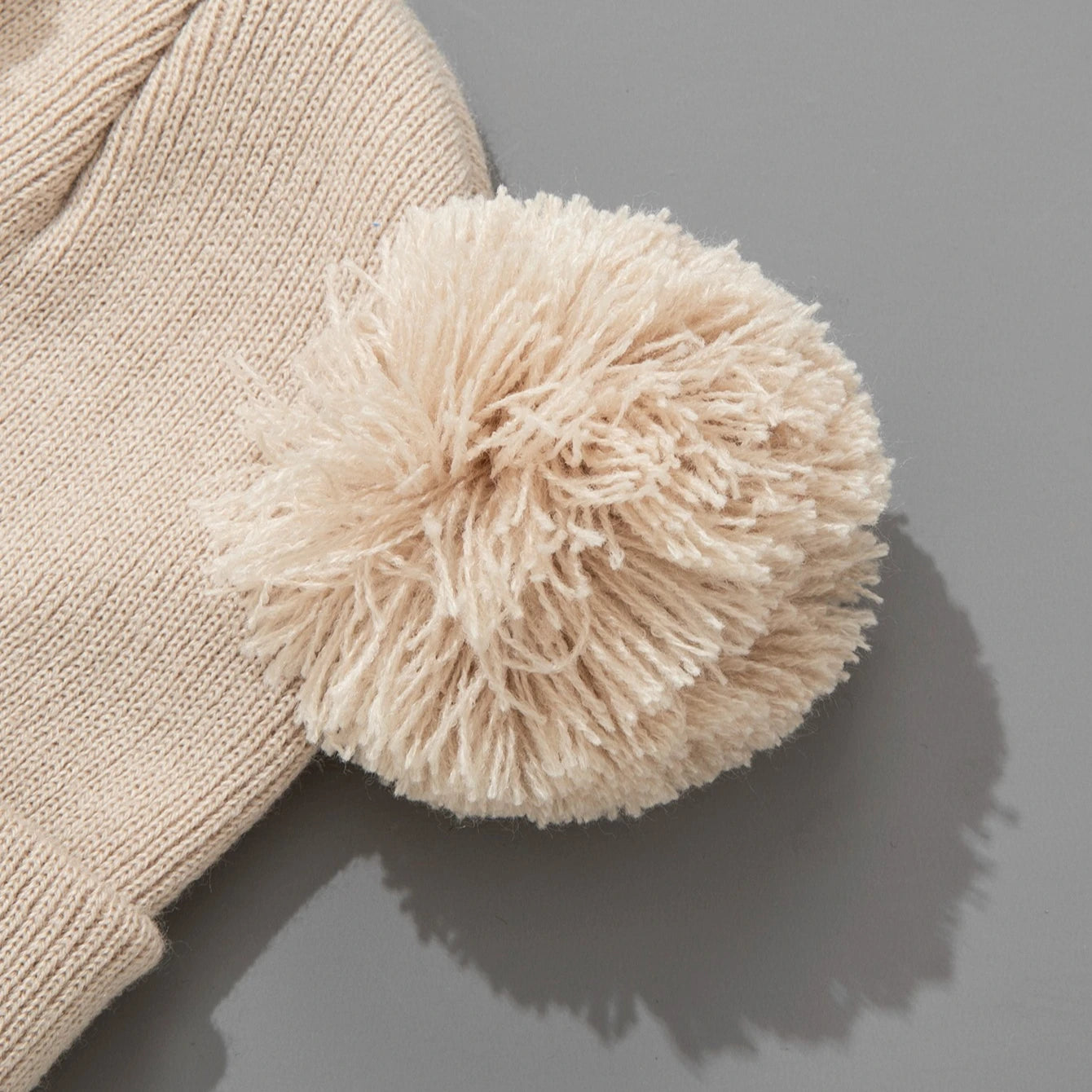 Baby Knit Pom Pom Hat | Warm Winter Cap for Toddlers close-up view