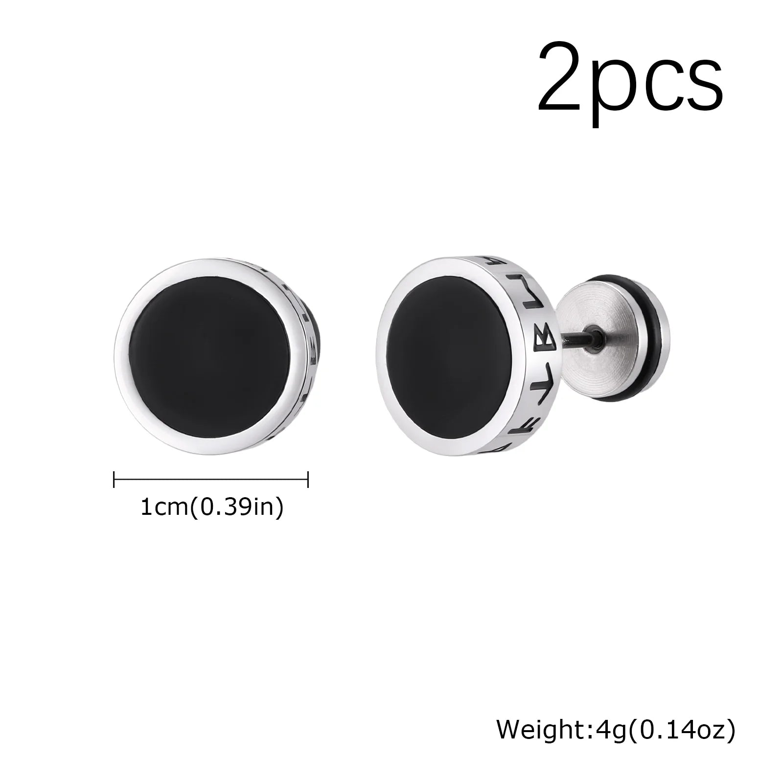 Vintage Gothic Norse Viking Stud Earrings for Men Boys, Rock Punk Runes Round Earring alternate view