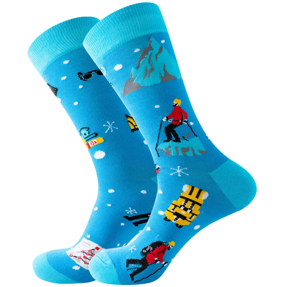 New Happy Mens Socks Women Novelty Cartoon Sock Combed Cotton Funny Men's Big Size Cre close-up view