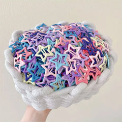 KYDZSW 10Pcs Children Cute Colors Geometric Stars Ornament Hair Clips Girls Lovely Swe close-up view