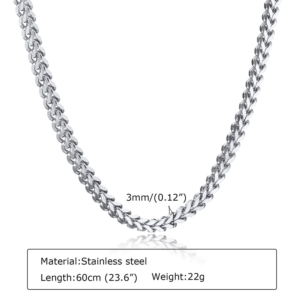 Men's Franco Chain Necklace | 3MM Thick Stainless Steel Gold Necklace alternate view