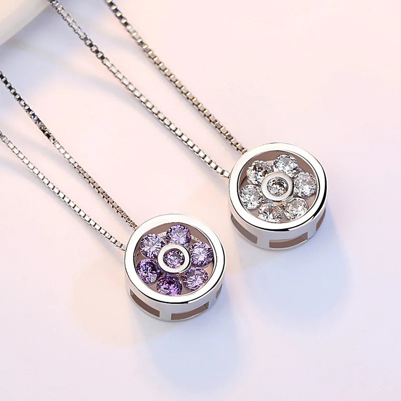 925 Sterling Silver Necklace Zircom for Women 18k Gold Plated Jewelry Pendant Birthday P detail view
