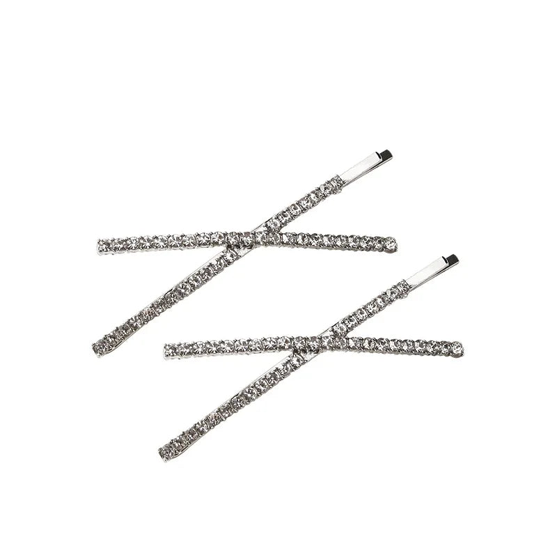Bling Crystal Hair Clips Set Rhinestone Flowers Barrettes Side Pin Sweet Elegant Bo additional angle