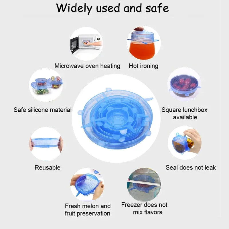 6pcs Reusable Silicone Stretch Lids For Food Bowls - Multifunctional Fruit And Vegeta lifestyle view