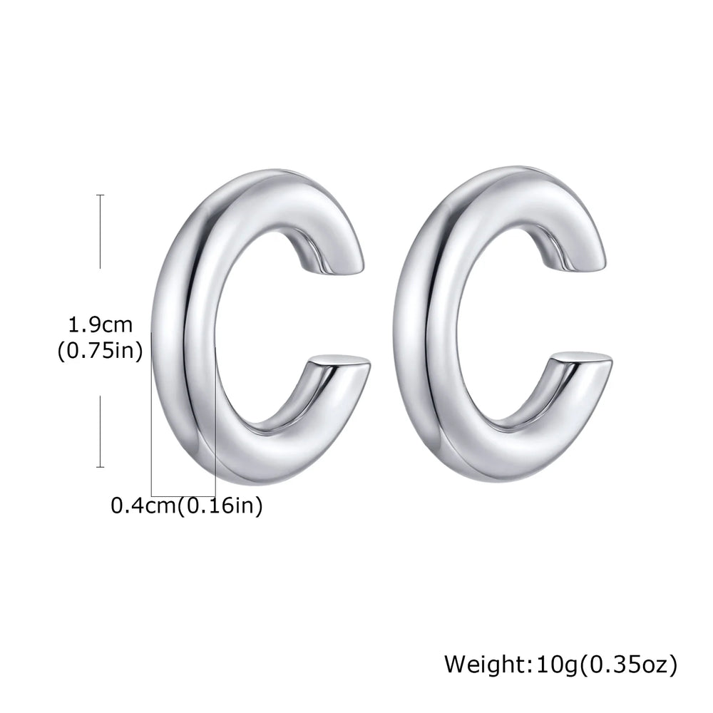 Stainless Steel C-Shaped Ear Clip | Punk Fake Piercing Ear Cuff for Women lifestyle view