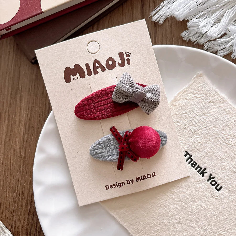 2025 New Year Cute Red Bow Hairpins Children Girls Kid Hair Clips Pin Barrettes Acc additional angle