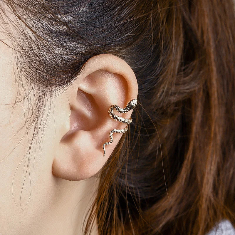 1Pcs Fashion Silver Color Snake Ear Clip Earrings for Women Men Punk Non Piercing Fake P detail view