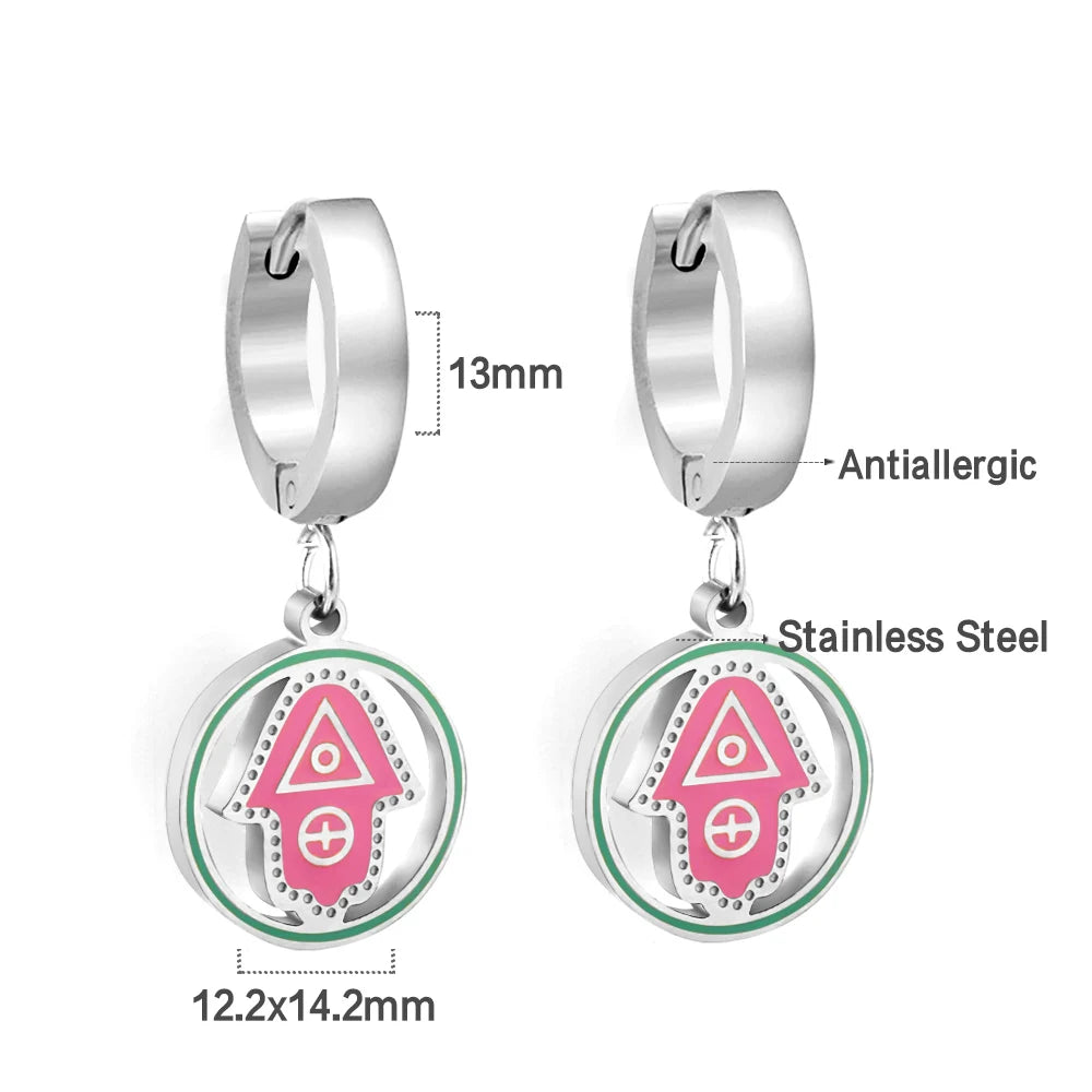 LUXUSTEEL Golden Animal style Women's Hoop Earrings Stainless Steel Earring Panda D additional angle
