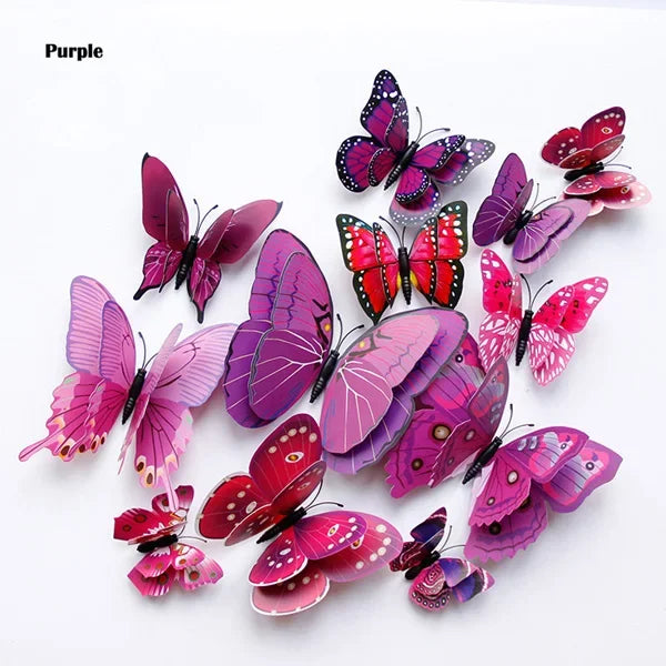 3D Butterfly Wall Stickers | 12/24pcs Magnetic Decor for Refrigerator and Walls alternate view