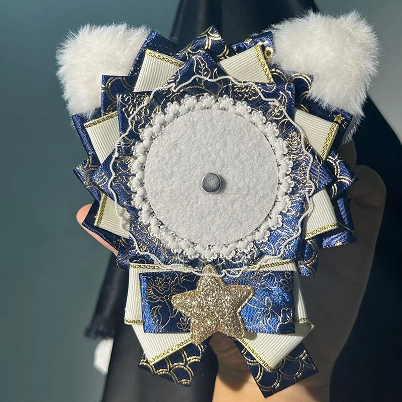 Cute Lolita Badge Base Tray with Cat Ear Handmade Badge Holders for Itabag Ornament De close-up view