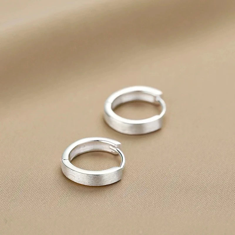 New 925 Sterling Silver Round Earrings Cool Charm Simple Style Earrings Beautiful J additional angle