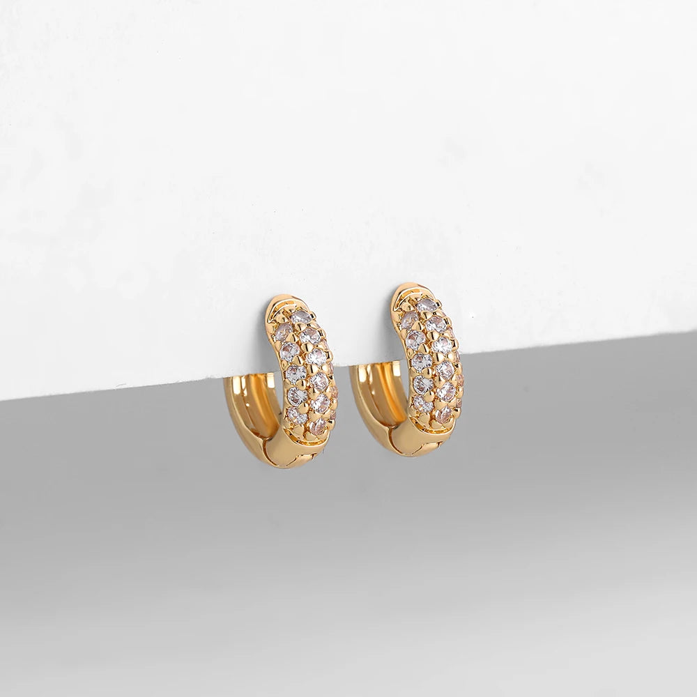 New Gold Plated Huggie Earrings with CZ Zircon Thin Ear Hoops Cartilage Earring for W lifestyle view