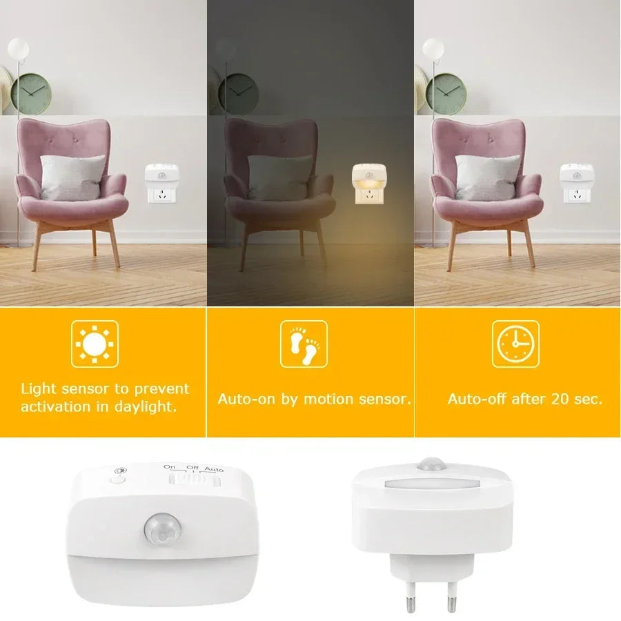 Motion Sensor Night Light | LED Plug-in PIR Lamp for Hallway, Stairs, Bedroom alternate view