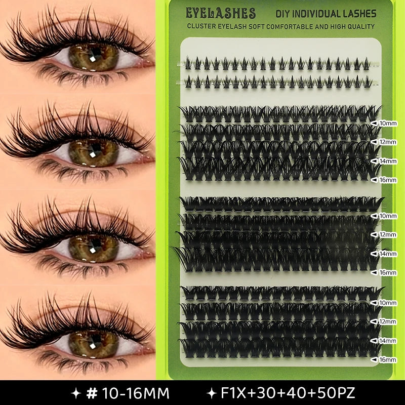 14 Rows Individual Cluster DIY Lash Extensions Natural Thin Wispy Bottom Lashes Mega Volume Thick Segmented Lash Clusters Mixed