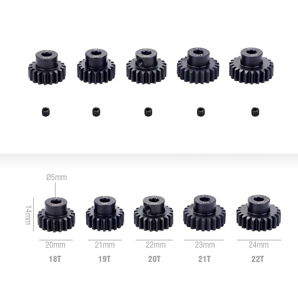 M1 5mm 11T 12T 14T 15T 17T 18T 20T 21T 22T 24T 25T 26T 28T 30T Steel Metal Pinion M additional angle