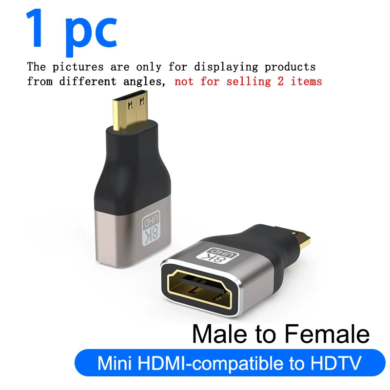 8K HDMI 2.1 Right Angle Adapter | 90 Degree Male to Female Connector for TV and Consol close-up view
