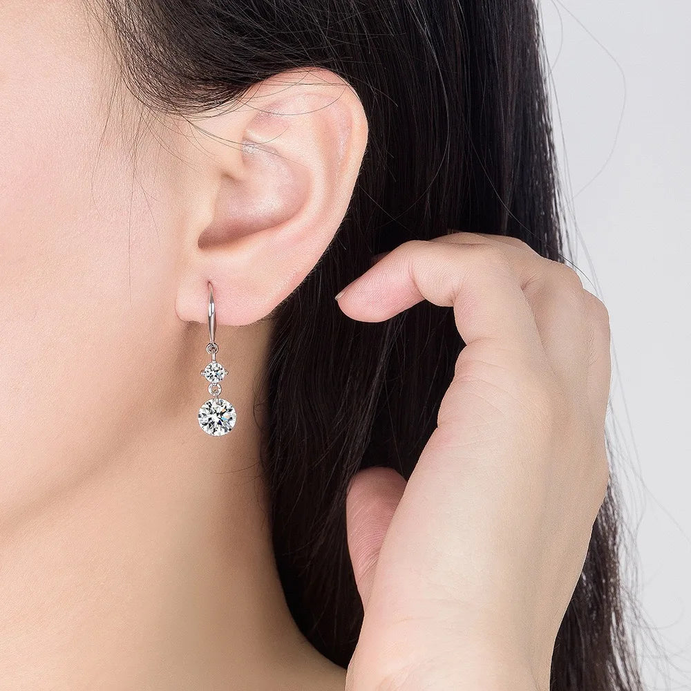 Lihong Women's 925 Sterling Silver AAAAA Zircon Long Earrings Fashion Jewelry for Weddin detail view