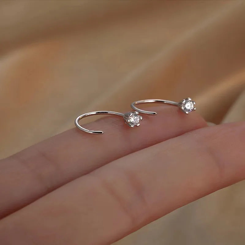 Gradient Zircon Star Piercing Stud Earrings Shiny Spiral Ear Bone Earrings for Women alternate view