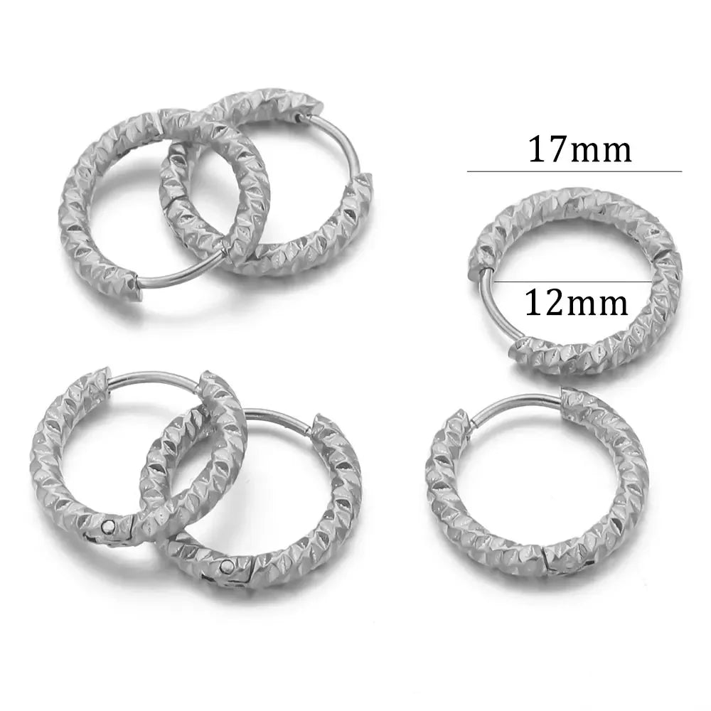 6pcs Stainless Steel Rectangular Textured Earrings | 18K Gold Plated DIY Jewelry Find lifestyle view