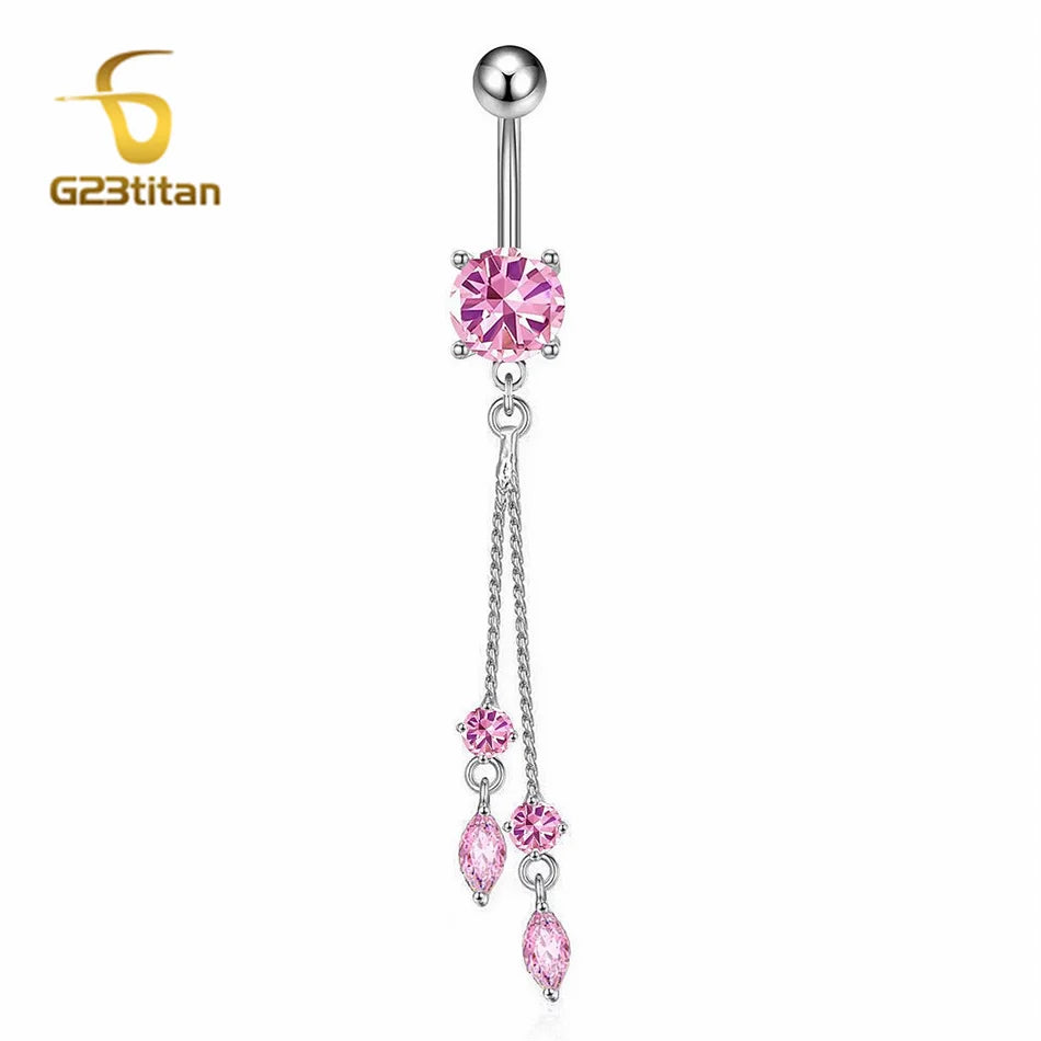 Long Belly Button Rings for Women 14G Titanium Bar Butterfly Heart Charms Dangle Nave lifestyle view