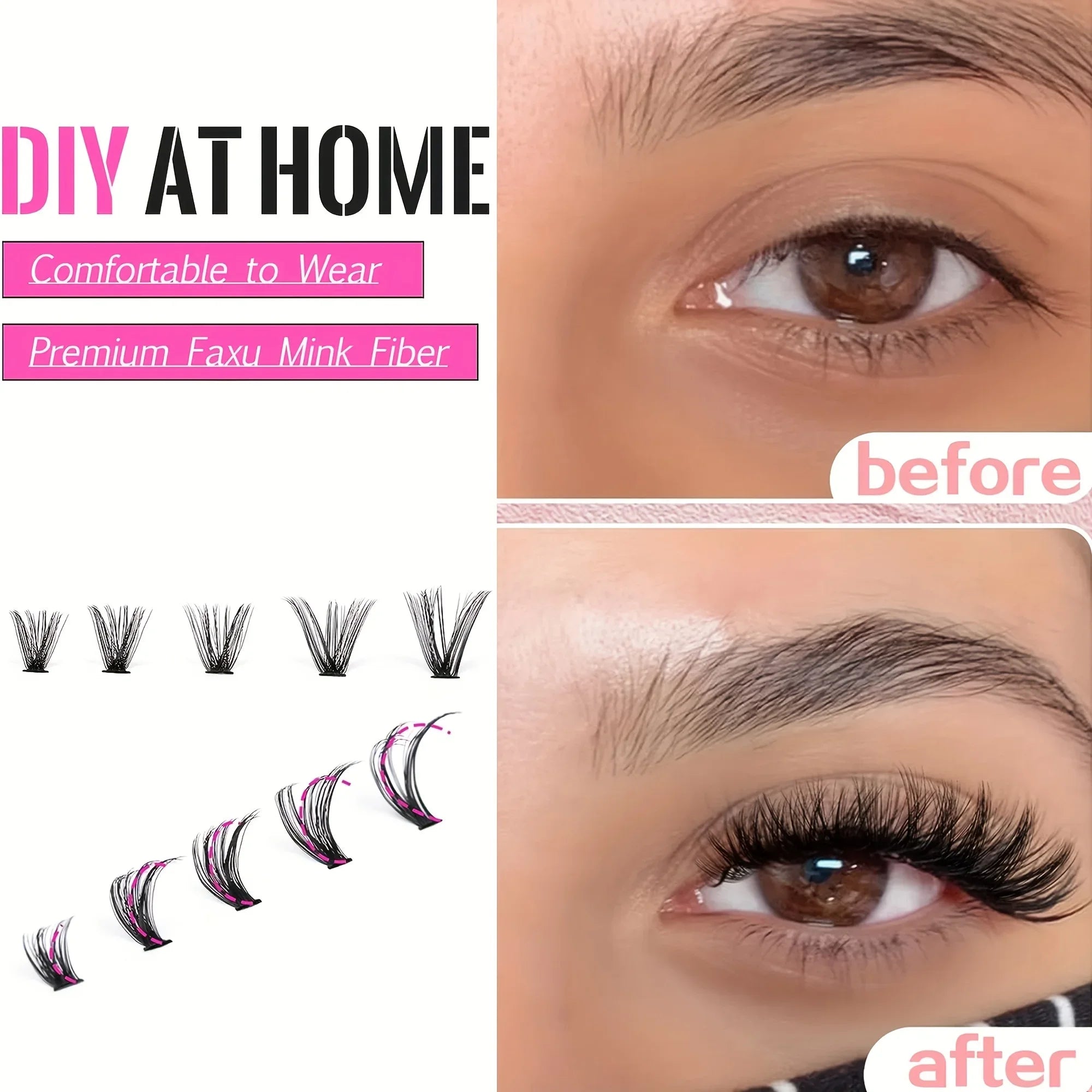 200pcs Lash Clusters Natural Look Wispy Lashes 9-16mm D Curl Eyelash Extensions Fluff lifestyle view
