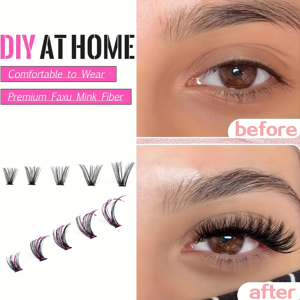 200pcs Lash Clusters Natural Look Wispy Lashes 9-16mm D Curl Eyelash Extensions Fluff lifestyle view