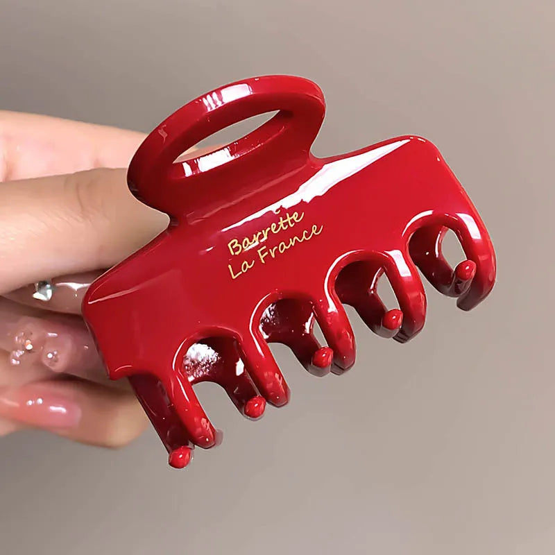 Red Acetate Hair Crabs 5.5cm Long Hair Clips for Girls And Women Korean Fashion Tie u lifestyle view
