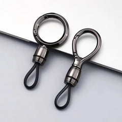 Men High-End Metal Keychain Simple Car Key Chain with Waist Hook Anti-Lo Leather Rope alternate view