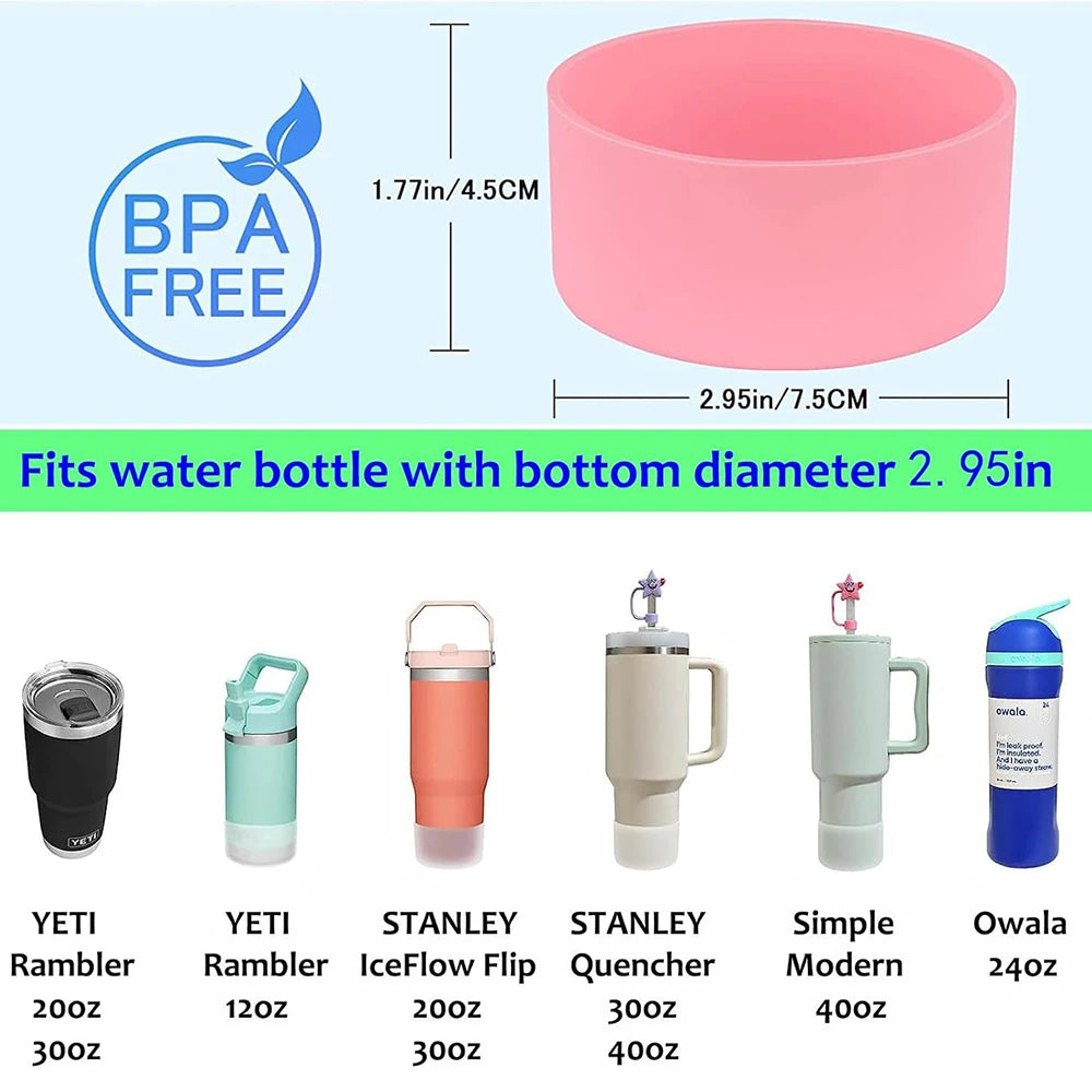 75mm Silicone Boot Bottom Sleeve Cover for Stanley 40oz Tumbler Quencher Adventure and close-up view