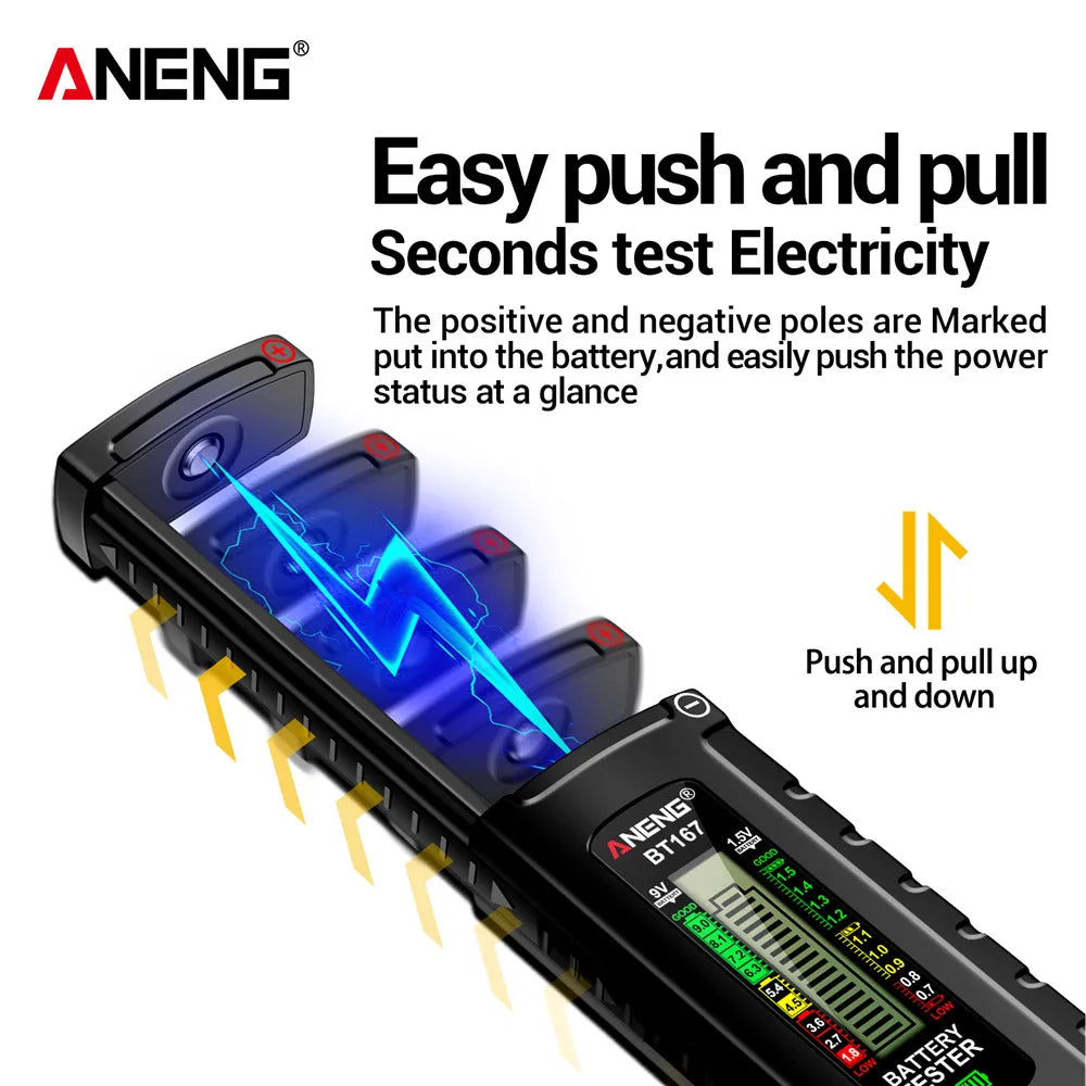 ANENG BT167 Battery Level Detector | Multifunctional Battery Tester for 1.5V and 9V B alternate view
