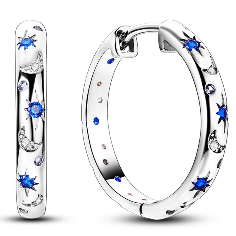 Hot Classic Original 925 Sterling Silver Earrings Colorful Circle Hoop Earrings For additional angle