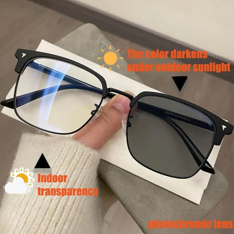 Ultra Light Square Photochromic Sunglasses | Replaceable Lens Eyewear for Men and W additional angle