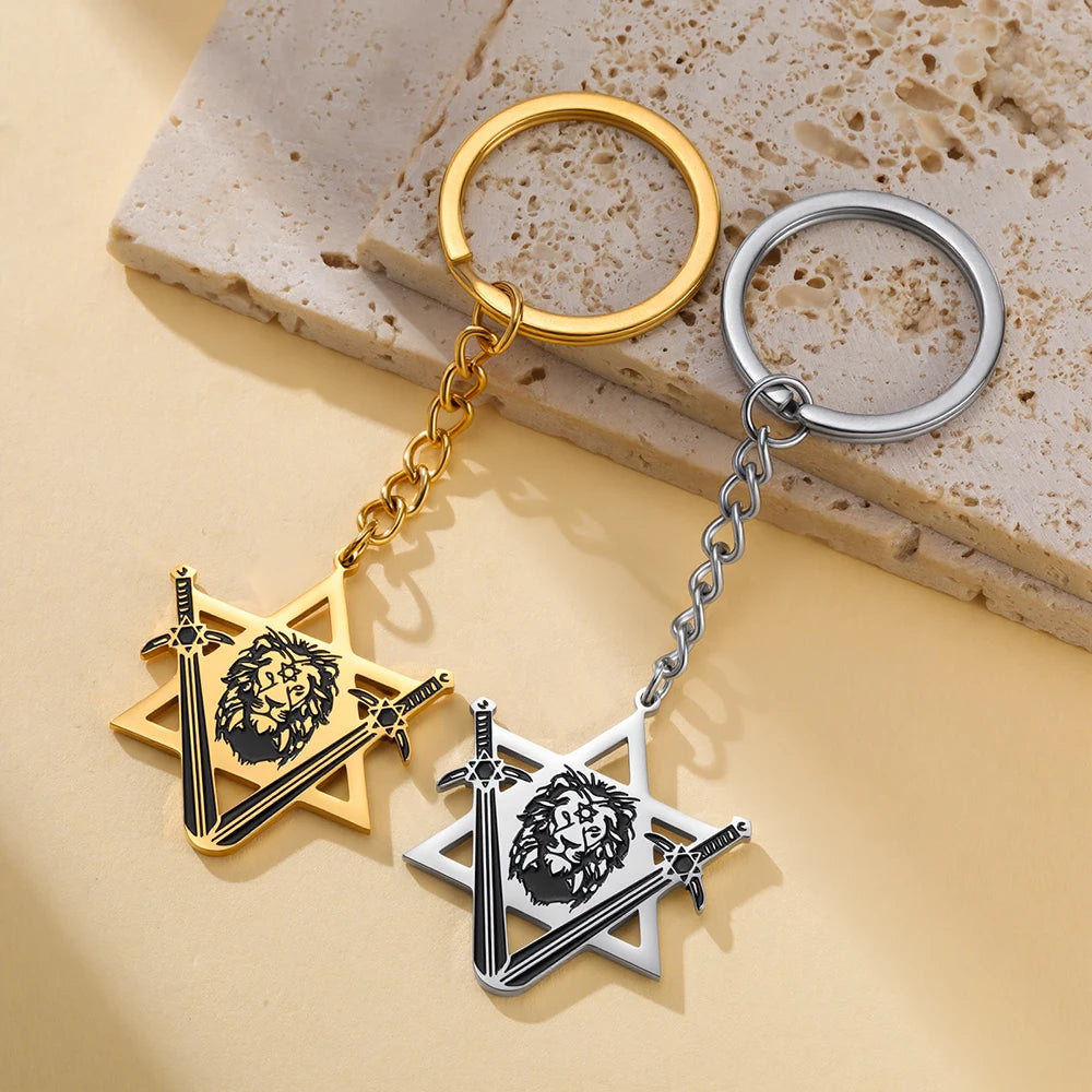 Dawapara Victory Swords Lion of Judah and Star of David Necklace | Judaica Protection lifestyle view