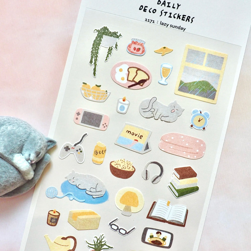 Korean Import Suatelier Lazy Sunday Stickers Scrapbooking Diy Journal Dairy Cute Decor Stationery St