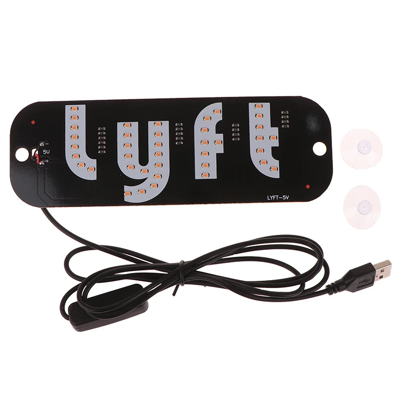 LED Taxi Signal Light for Lyft Logo | USB Cab Panel Indicator with Suction Cups additional angle