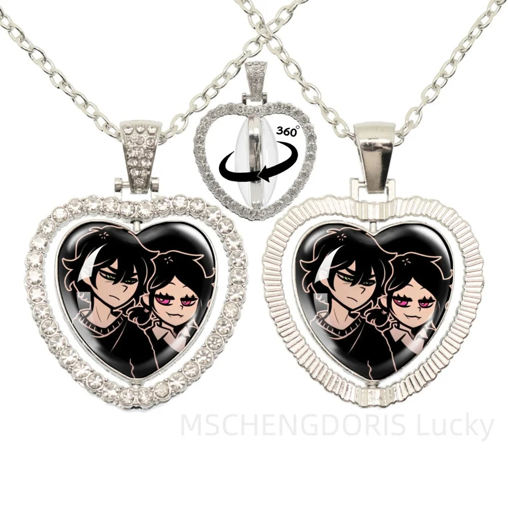 The Coffin Of Andy And Leyley Cosplay Necklace | Double Sided Glass Cabochon Heart Penda detail view