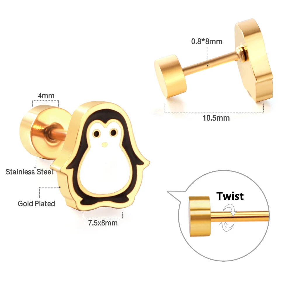 Cute Acrylic Animal Stud Earrings | Surgical Steel Hypoallergenic Earrings for Women a close-up view