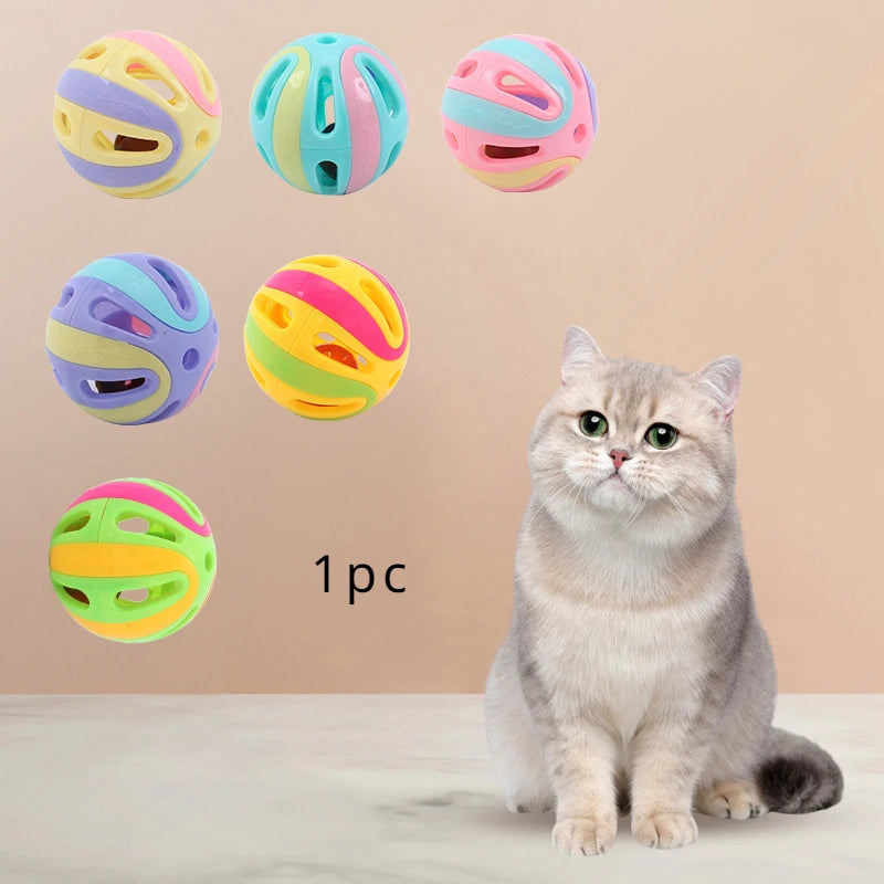 Bell Ball Cat Toys Kitten Colorful Playing Ball Toys Interactive Funny Plastic Cat So alternate view