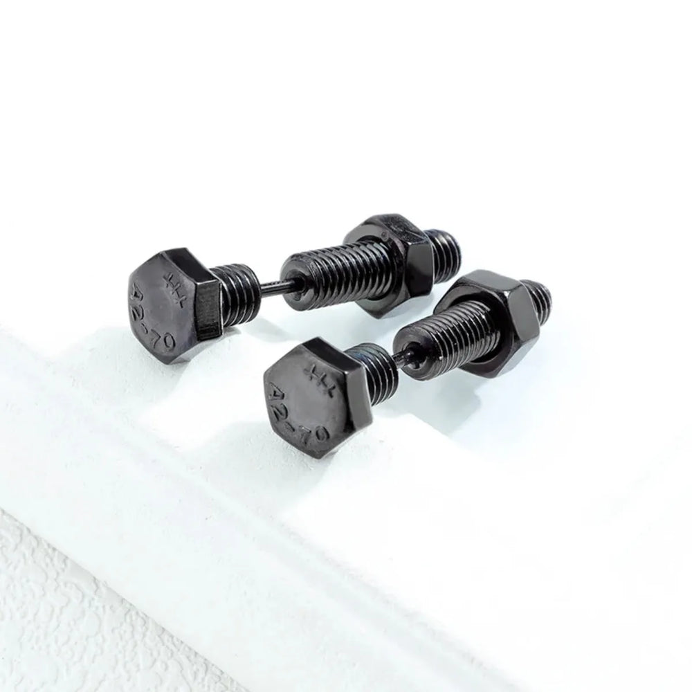 2Pcs Unisex Gothic Punk Rock Stainless Steel Nail Screw Piercing Stud Earrings Novelty Rock Jewelry